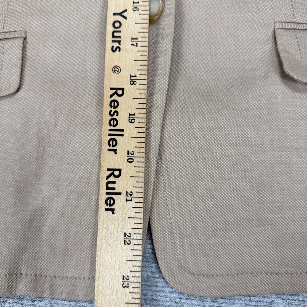 Talbots Petites Blazer Jacket Tan Khaki Cotton Blend 12P Single Button PH95 - Picture 6 of 14
